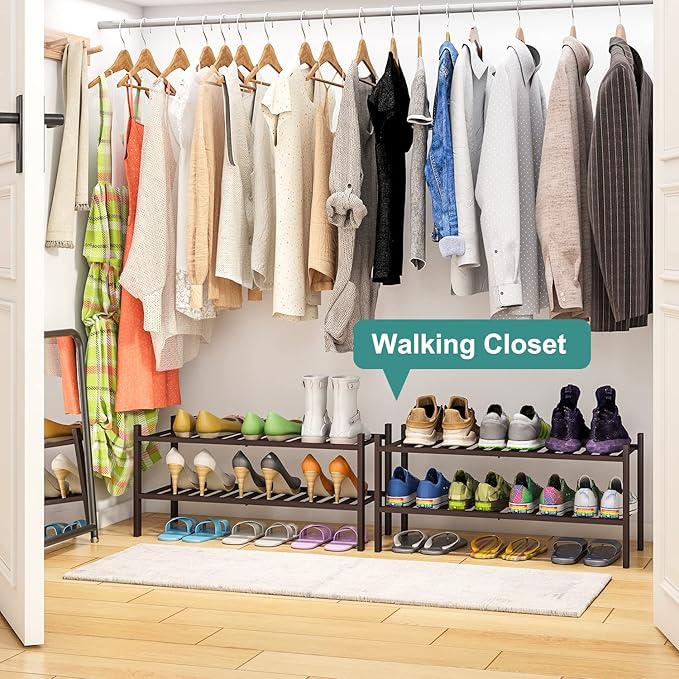 2-Tier Shoe Rack for Entryway, Bamboo Shoe Rack for Closet, Free Standing Shoe - Image 6