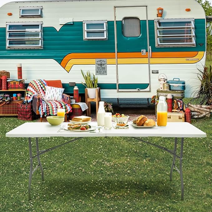 Folding Table 6ft Plastic Folding Table Indoor & Outdoor - Image 2