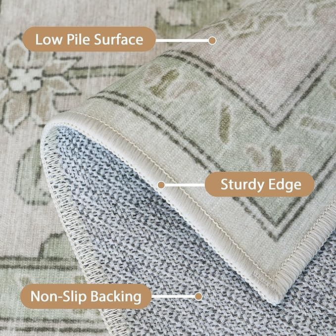 GENIMO 2'6''x12 Runner Rugs for Hallway, Machine Washable Non Slip Vintage Rugs - Image 5