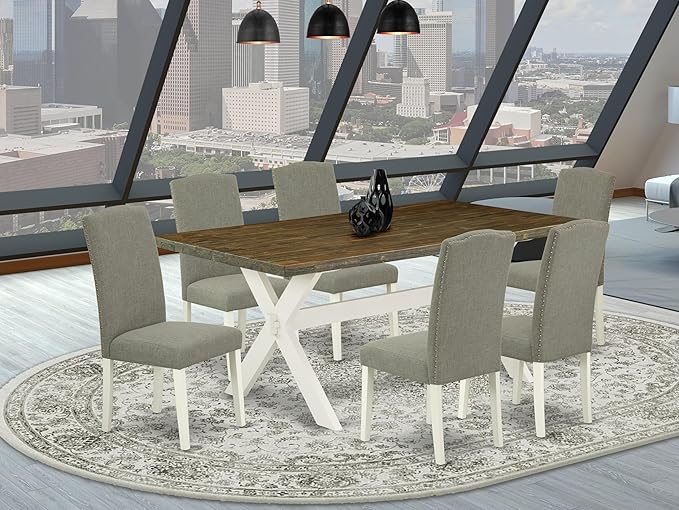 East West Furniture X077EN206-7 7 Piece Modern Dining Table Set Consist of a - Image 2