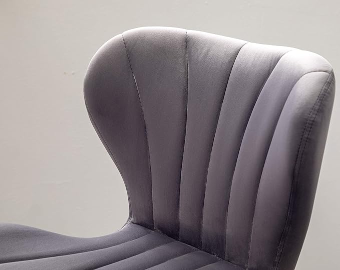 Roundhill Furniture Ellston Velvet Adjustable Swivel Barstools in Gray - Image 7