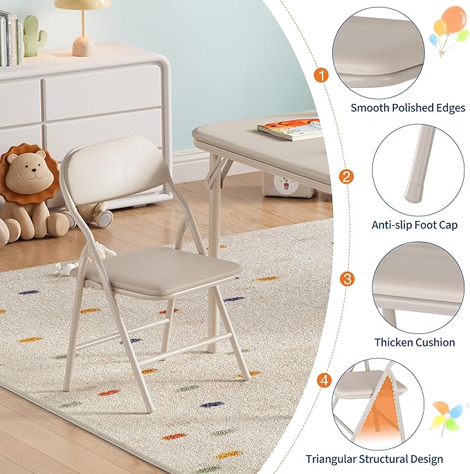 GarveeHome 5-Piece Kids Folding Table and Chairs Set, Toddlers Children's - Image 5