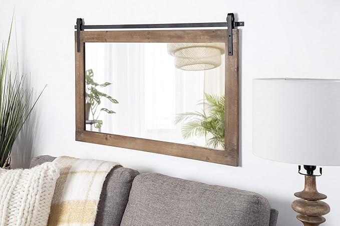Kate and Laurel Cates Farmhouse Horizontal Wood Framed Wall Mirror, 40 x 26 - Image 2