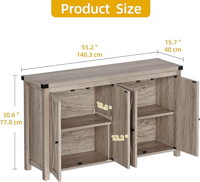 DWVO 55'' Sideboard Buffet Cabinet - Image 3