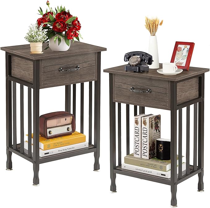 VECELO Nightstands, Industrial Side Table/End Tables - Image 4