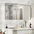 55×30 Black Bathroom Mirror, Rectangular Bathroom Vanity Mirror by FunMemories