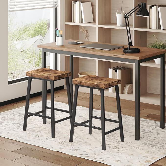 Bar Stools, Counter Height Bar Stools Set of 2, 23.7 Inch Saddle Stools - Image 6