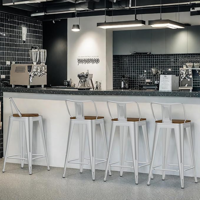 24 Inch Swivel Bar Stools Set of 4, Counter Height Bar Stools - Image 9