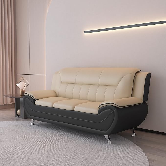Container Furniture Direct Michael Modern Faux Leather Upholstered Stainless - Image 4