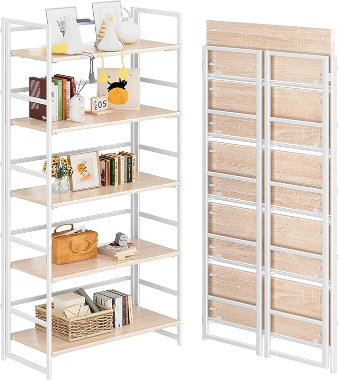 4NM No Assembly 5 Tiers Book Shelves, Living Room, Home Office by 4NM