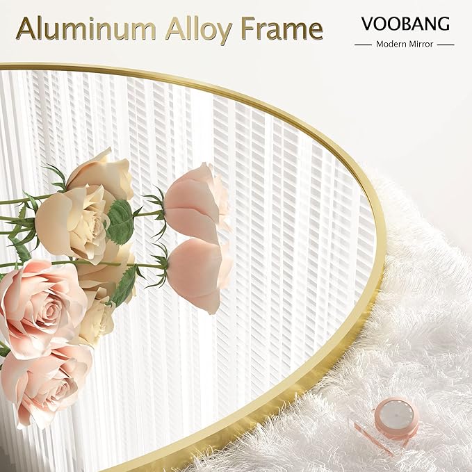 Round Mirror 23.6" Gold Wall Mounted Circle Mirrors Vanity Mirror - Image 3