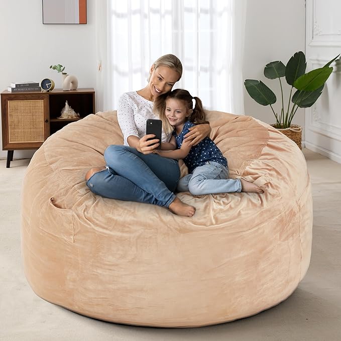 HABUTWAY Bean Bag Chair: Giant 4' Memory Foam Furniture Bean Bag Chairs - Image 4