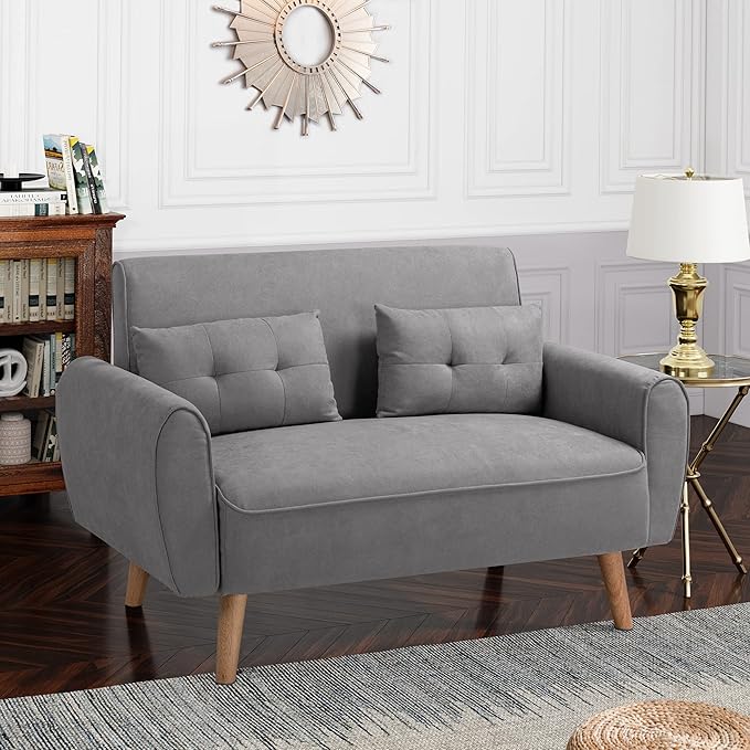 Shintenchi Small Modern Loveseat Couch Sofa, Mid Century Fabric Upholstered - Image 6