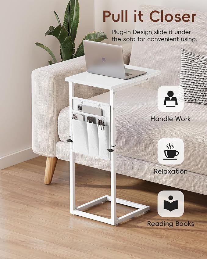 Vagusicc C Shaped End Table, Adjustable Height Recliner Table Small Couch Side - Image 7