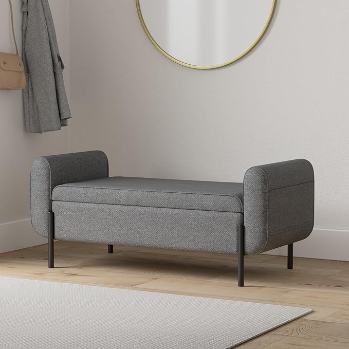 SONGMICS Storage Bench with Armrests, Ottoman - Image 2