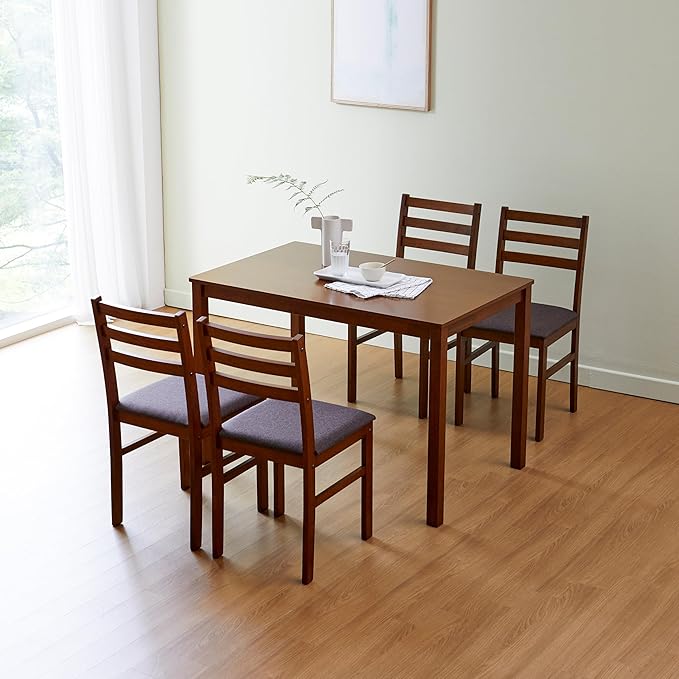 Livinia Seattle 5-Piece Wooden Dining Table Set - Image 4