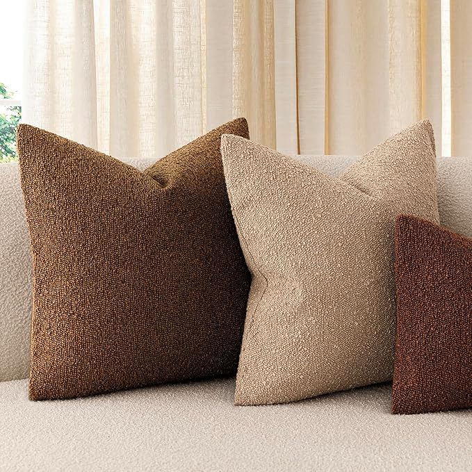 Foindtower Pack of 2 Textured Boucle Throw Pillow Covers Accent Solid Pillow - Image 7
