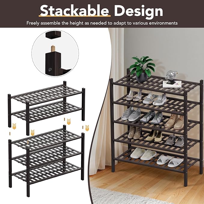 Haddockway 3 Tier Bamboo Shoe Rack Storage Organizer, Small Space 27"x11"x20" - Image 6
