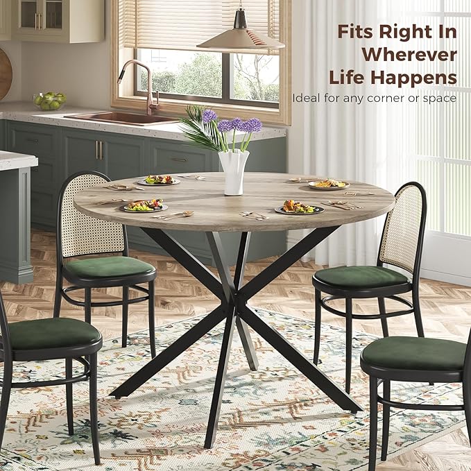 Unovivy 47" Round Dining Table for 4-6, Space Saving Circle Kitchen Dinner Table - Image 6