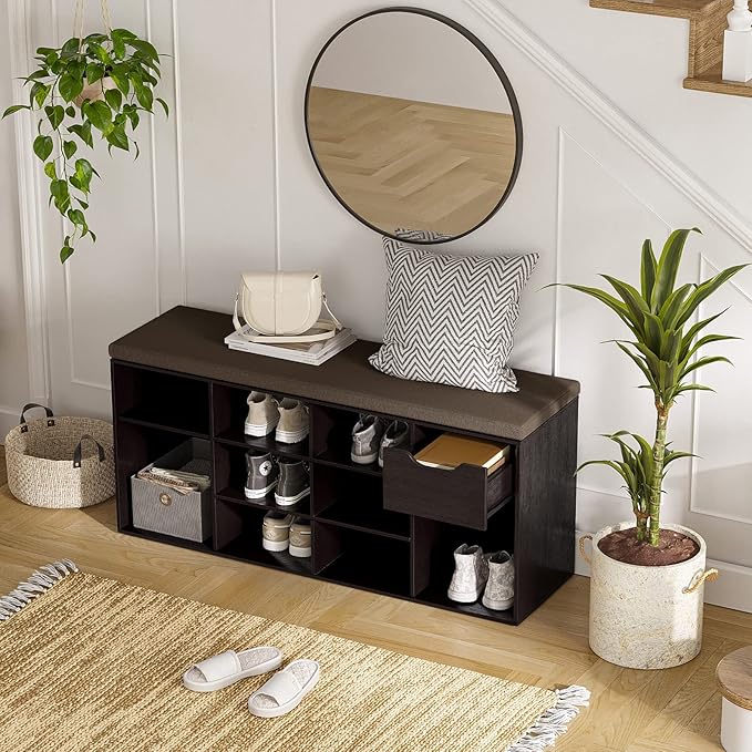 DINZI LVJ Shoe Bench, Entryway Storage Bench - Image 2