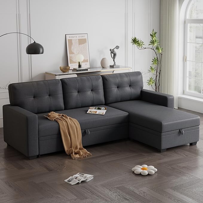 Ball & Cast Convertible Sectional Sleeper Sofa Bed L Shaped 4 in 1 Pull Out - Image 6