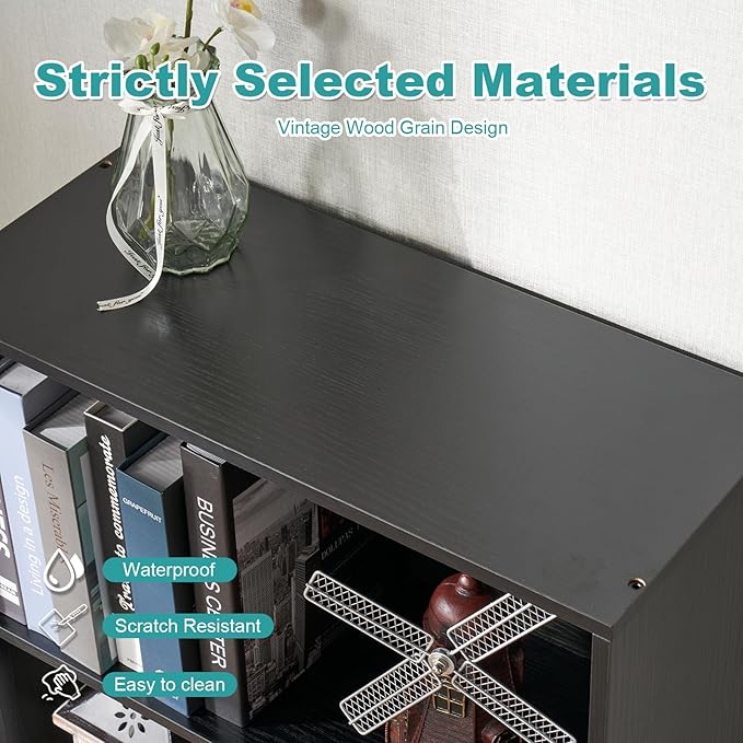 6-Tier Book Shelf, Floor Standing Open Bookcase, Wooden Display Storage Shelves - Image 6