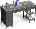 Huuger Computer Desk with 6 Drawers, 47 Inch Office Desk with Shelves, by Huuger