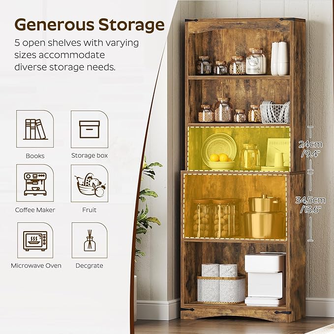 Tall Bookcase and Bookshelf, 6-Tier Bookcase - Image 5