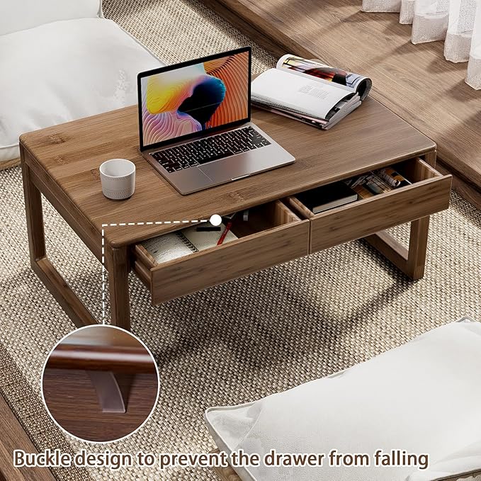 Japanese Floor Coffee Table, Bamboo Low Table, Japanese Tea Table - Image 3