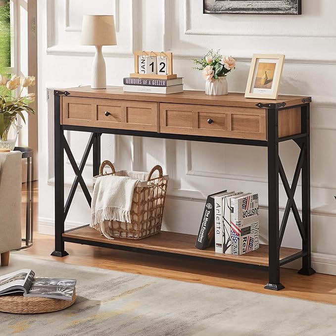 HOMBAZAAR Entryway Table, Rustic Console Table - Image 4