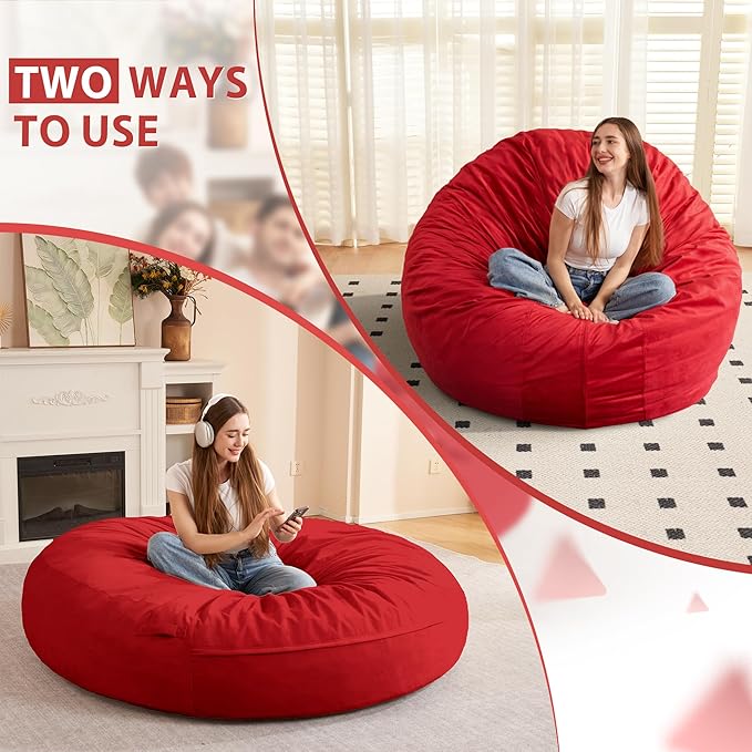 HABUTWAY XX-Large Bean Bag Chair: Giant 7' Memory Foam Furniture Bean Bag Chairs - Image 7