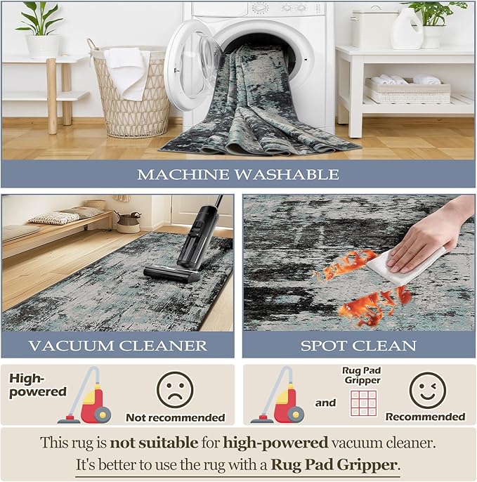 Washable Area Rugs 3'x5' Non-Slip Modern Abstract Soft - Image 6