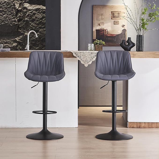 YOUNIKE Bar Stools Set of 2 for Kitchen Island, Faux Leather Padded Barstools - Image 9