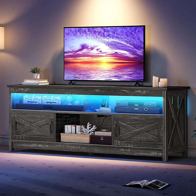 YITAHOME Farmhouse TV Stand for 65/75 Inch TV LED Entertainment Center - Image 7