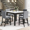 5 Pieces Dining Table Set with 35" Rectangle Faux Marble Top Table, Living Room by Unknown
