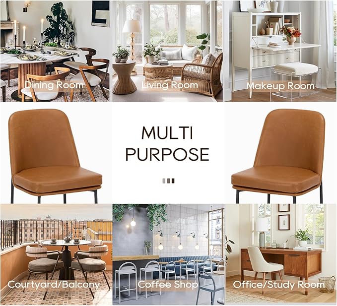 COLAMY Modern Dining Chairs Set of 2, Faux Leather Upholstered Dining Room - Image 4