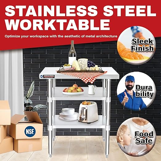DuraSteel Food Prep Stainless Steel Table - Image 3