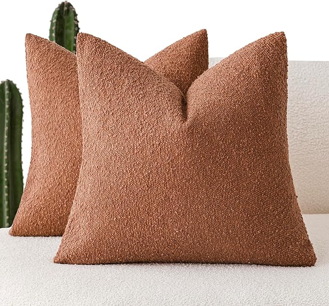 Foindtower Set of 2, Decorative Textured Boucle Throw Pillow Covers Accent by Foindtower