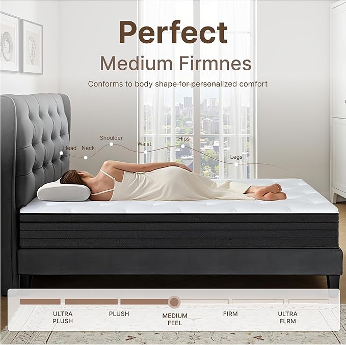 King Size Mattress, 10 Inch 5-Zone Pocket Spring Hybrid Mattress - Image 4