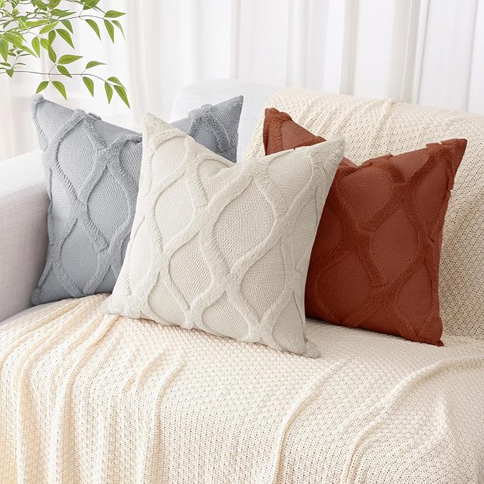 decorUhome Throw Pillow Covers 20x20 Inch Set of 2, Soft Plush Faux Fur Wool - Image 5
