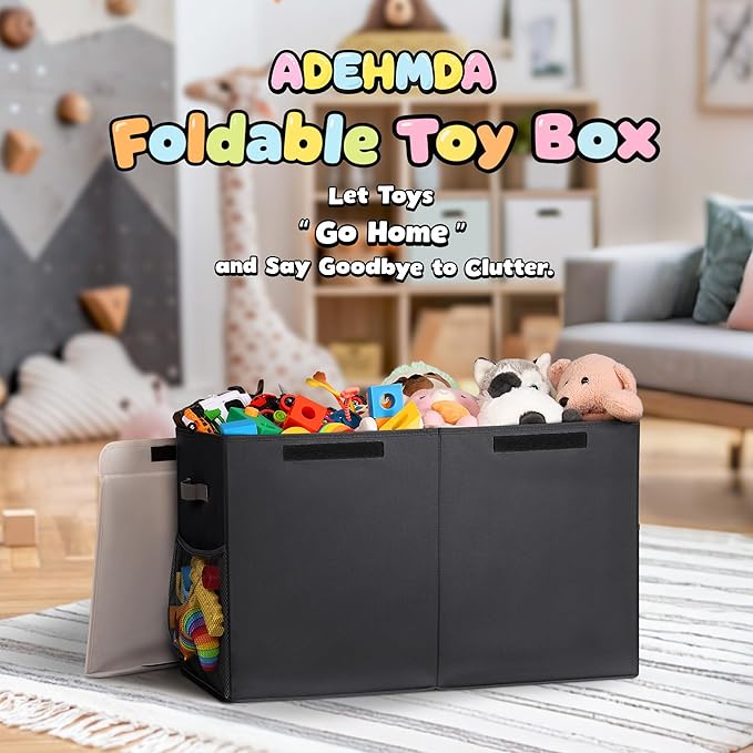 80L Large Toy Storage Box with Lid, Large Toy Box Chest - Image 2