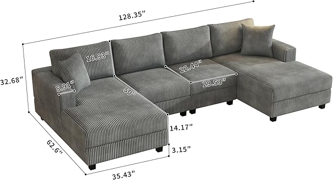 Eafurn Oversized Symmetrical U Shaped Modular Sectional Sofa - Image 2