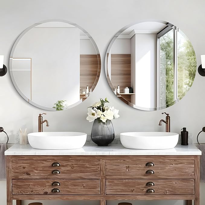 36" Frameless Beveled Round Mirror - Image 7