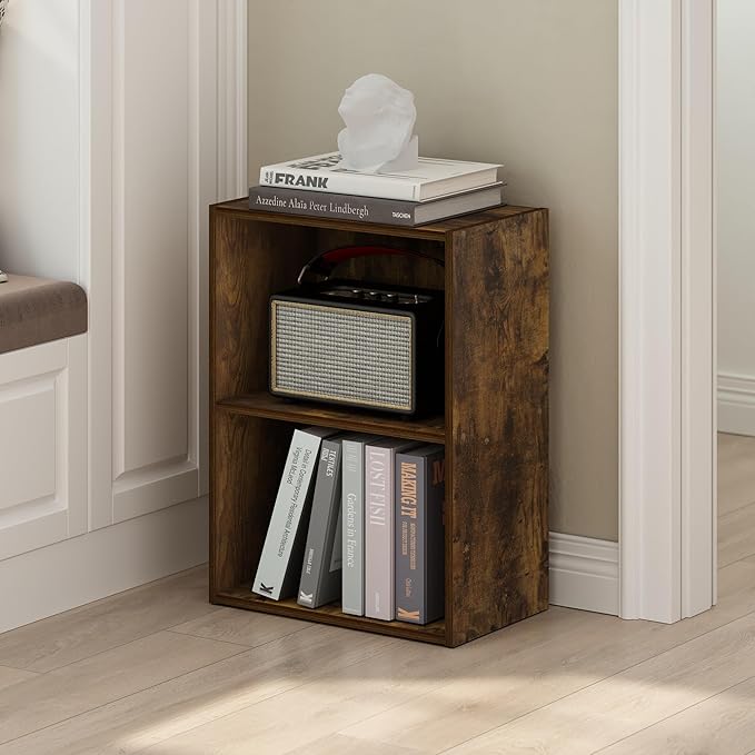 Furinno Luder 2-Tier Open Shelf Bookcase, Amber Pine - Image 2