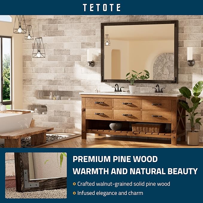 TETOTE 48 x 36 Black Wood Framed Mirror - Image 2