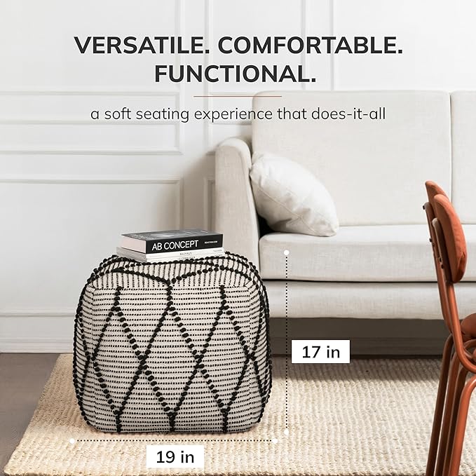 Anji Mountain 100% Handmade & Handcrafted Comfortable Home Décor Pouf Ottoman - Image 2
