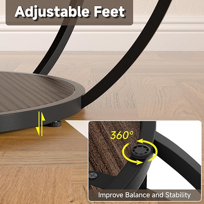 Round Coffee Table, 2-Tier Storage - Image 5