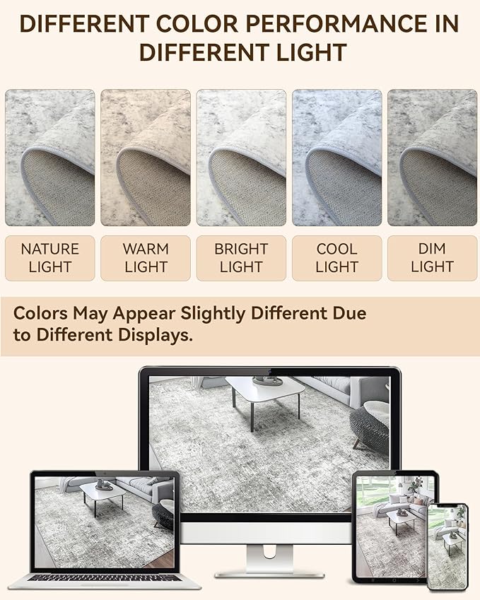 Washable Area Rugs 8'x10' Non-Slip Modern Abstract Soft - Image 6