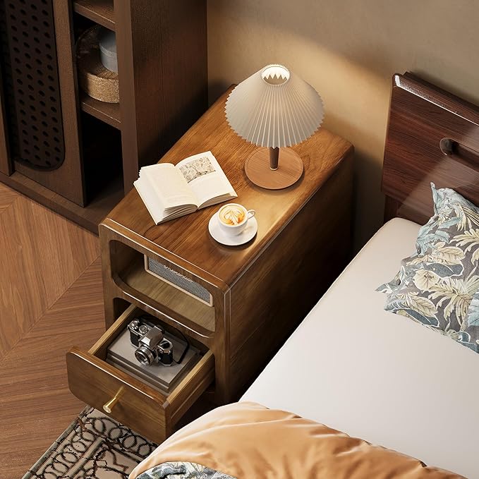 Solid Wood Nightstand, Narrow Night Stand - Image 4