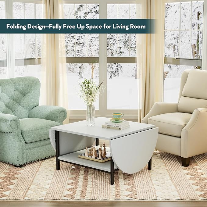 SAYGOER Modern Coffee Table White Extended Coffee Tables - Image 3